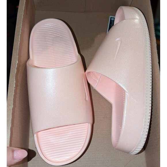 Subtle Shimmery Glitter Nike Women's Calm Slides Sandal Nwob Washed Coral Size 8 - Picture 7 of 7